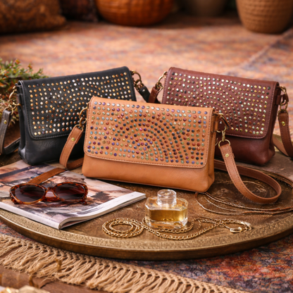 Leather crossbody clutch