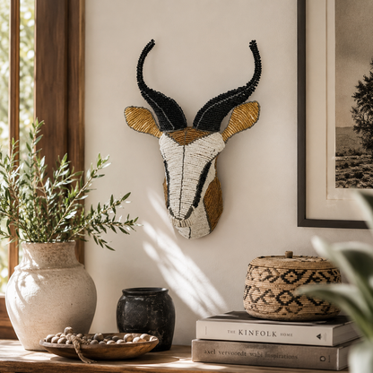 Beaded springbok head