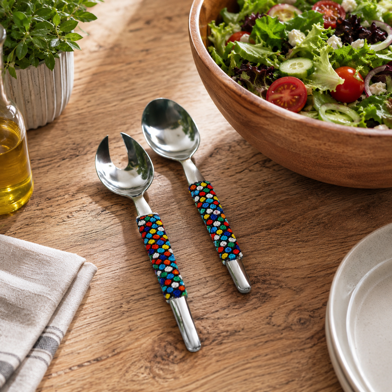 Zulu Beaded Salad Servers