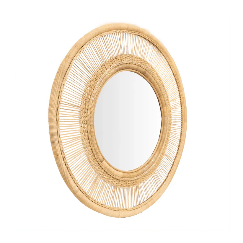 Round Cane Mirror