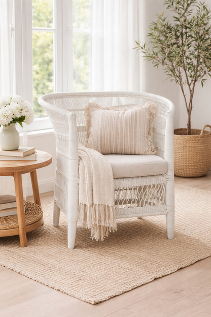 Malawi Cane Chair – White