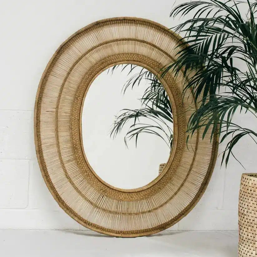 Oval Cane Mirror
