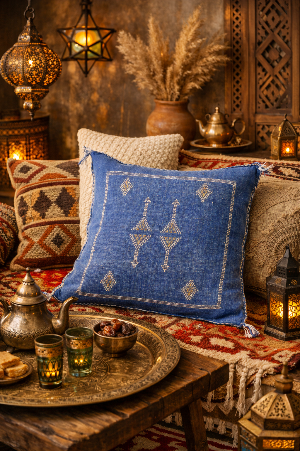 Moroccan Cactus Silk Pillow Cushion Cover