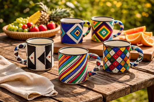 Beaded Enamel Coffee Mugs
