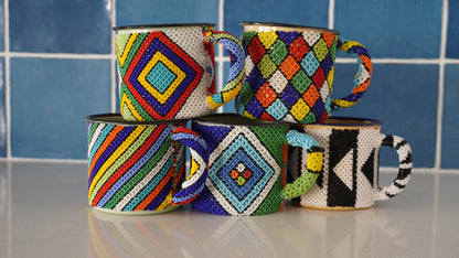 Beaded Enamel Coffee Mugs