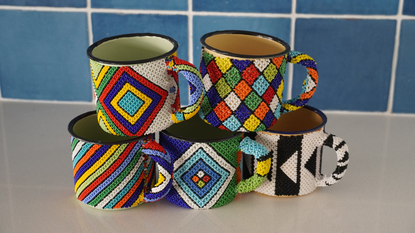 Beaded Enamel Coffee Mugs