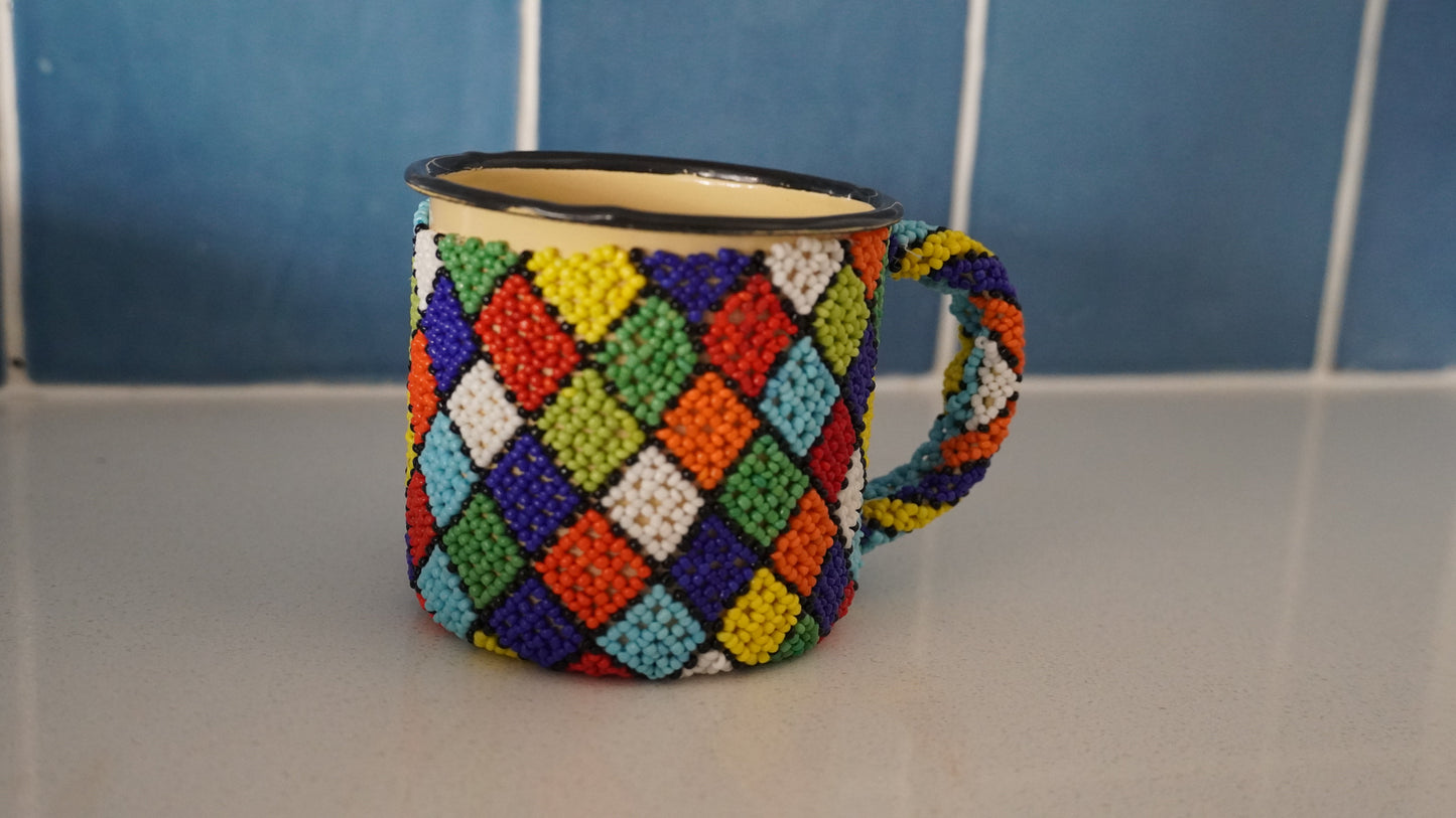 Beaded Enamel Coffee Mugs