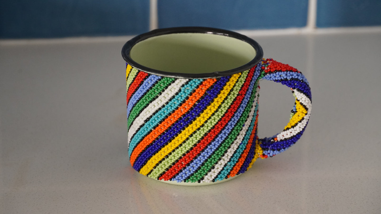 Beaded Enamel Coffee Mugs