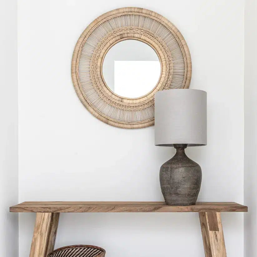 Round Cane Mirror