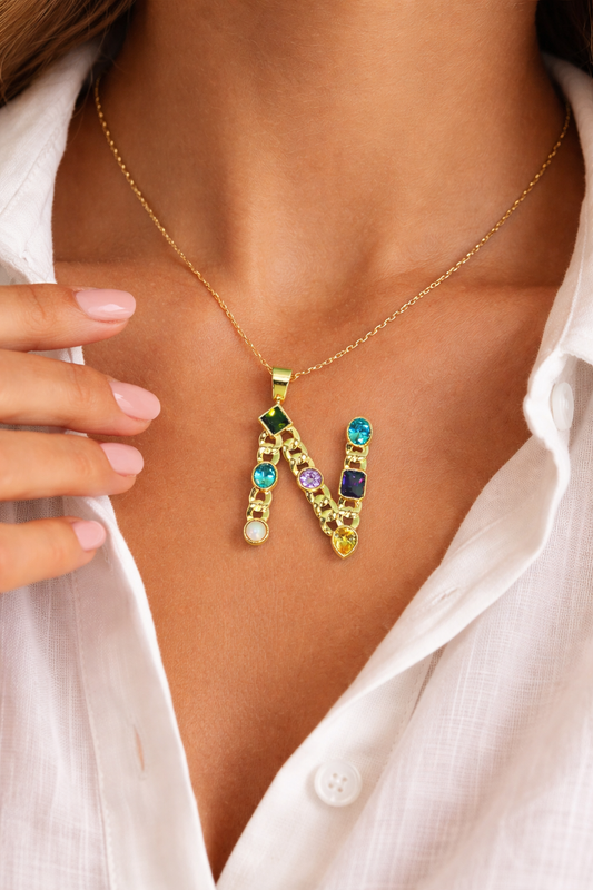 Gemstone Pendant Initial