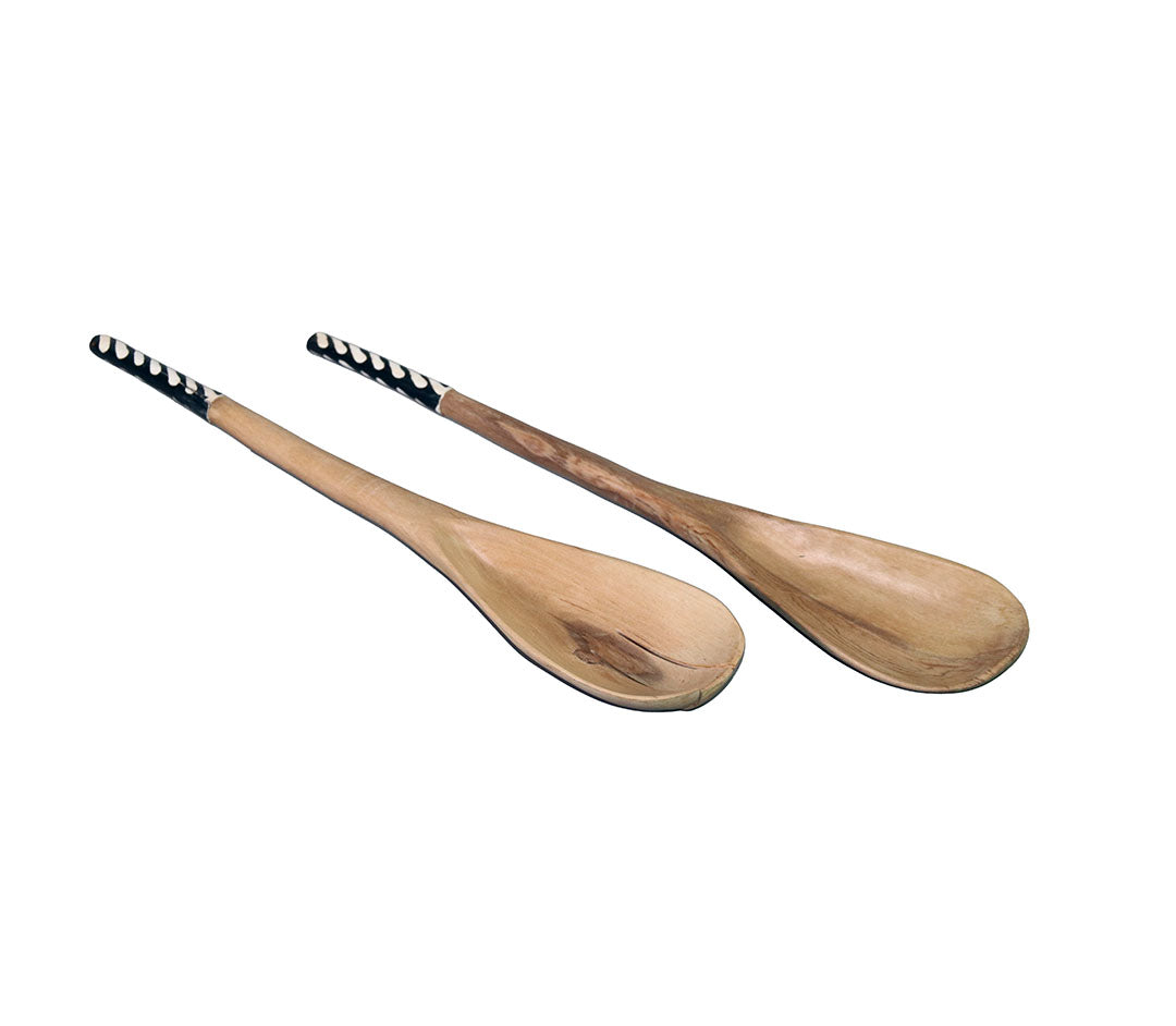 Wooden Bone Batik Salad Server