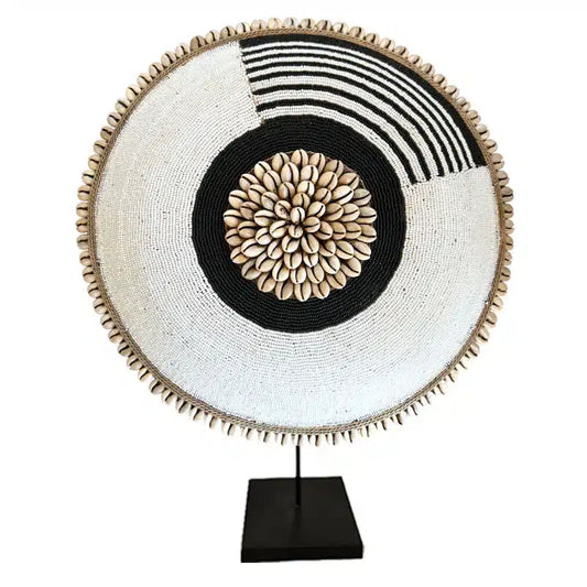 African Beaded Shield - White and black