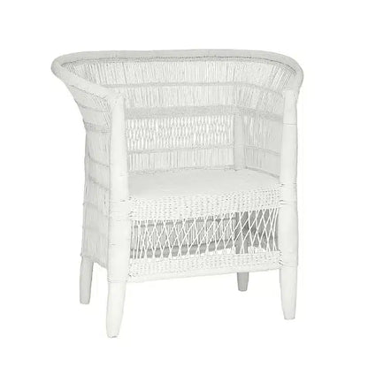 Traditional (White) Malawi Cane Chair with cushion