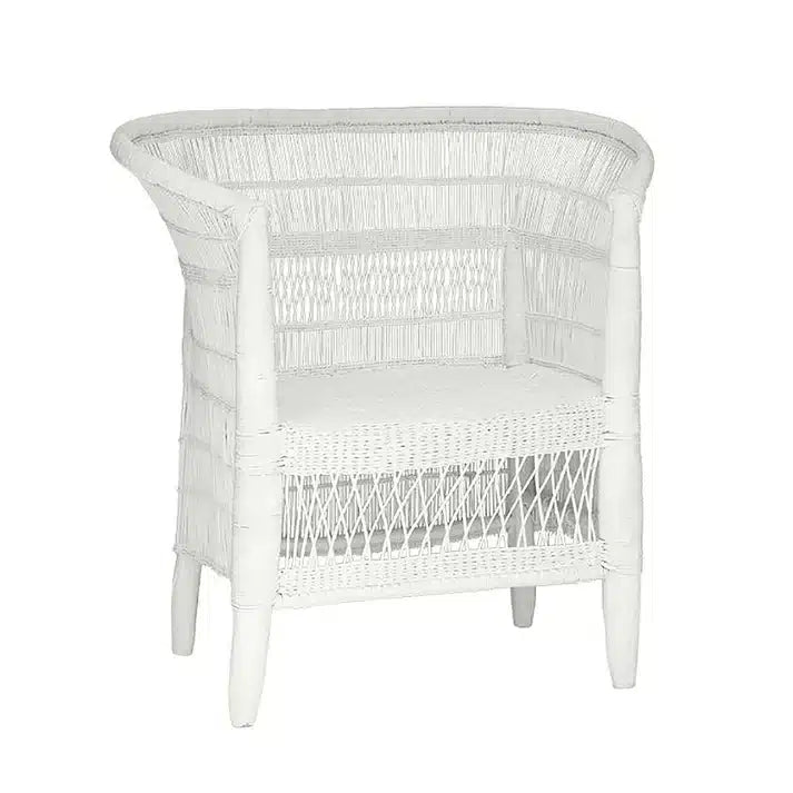 Traditional (White) Malawi Cane Chair with cushion