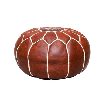 Round Leather Pouf