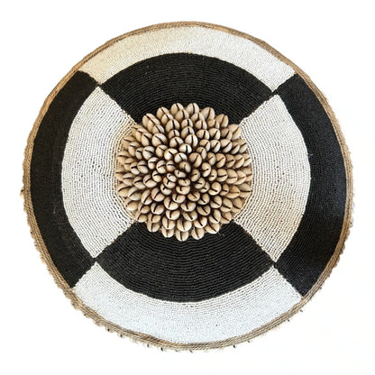 African Beaded Shield (Black and white)
