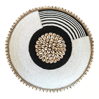 African Beaded Shield - White and black