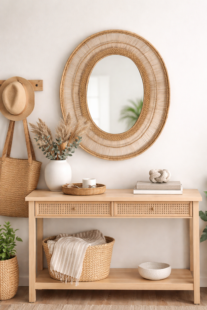 Oval Cane Mirror