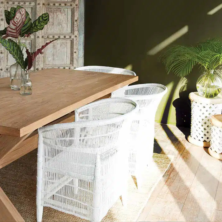 Traditional (White) Malawi Cane Chair with cushion