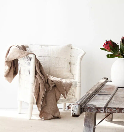 Traditional (White) Malawi Cane Chair with cushion