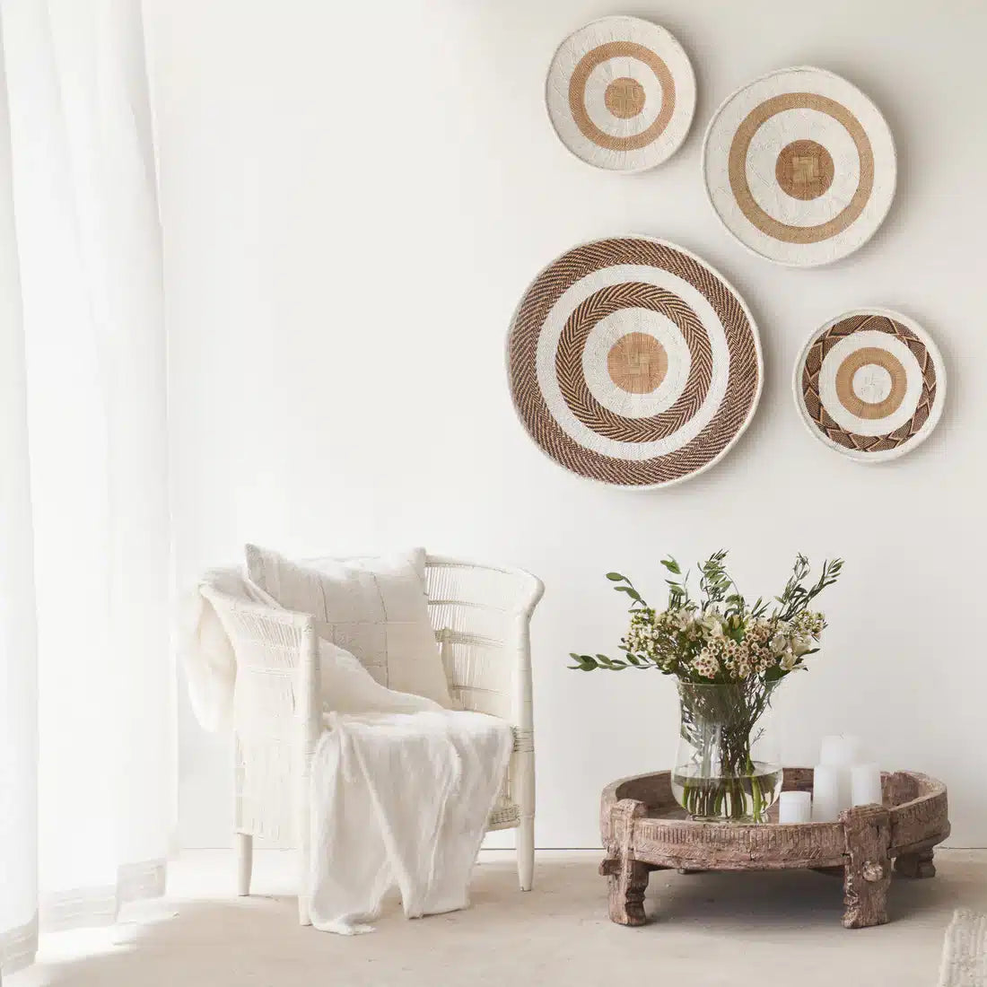 Traditional (White) Malawi Cane Chair with cushion