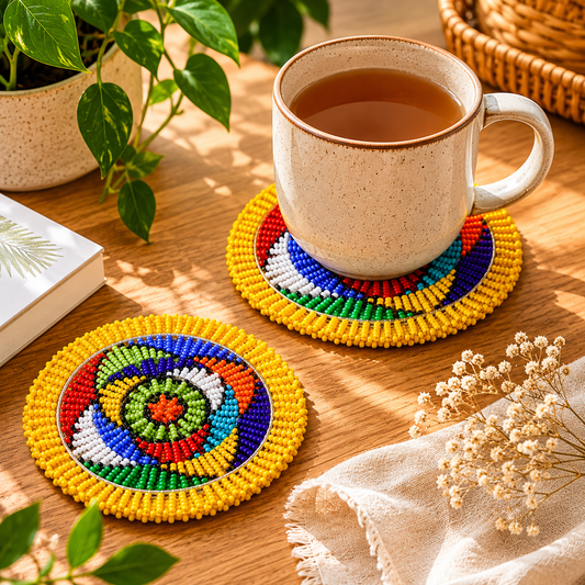Beaded Coasters (Set of 6, all colours)