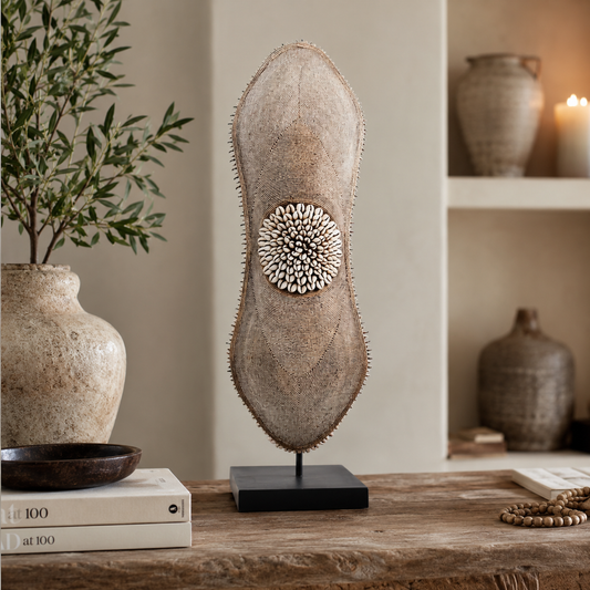 African Beaded Shield - Peanut Cappuccino