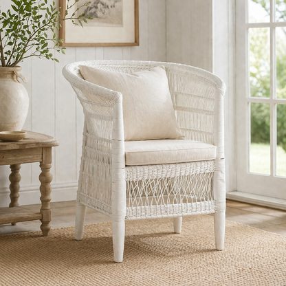 Malawi Cane Chair – White