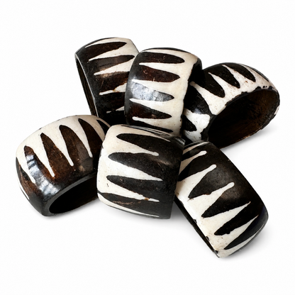 Batik Bone Napkin Rings - set of 6