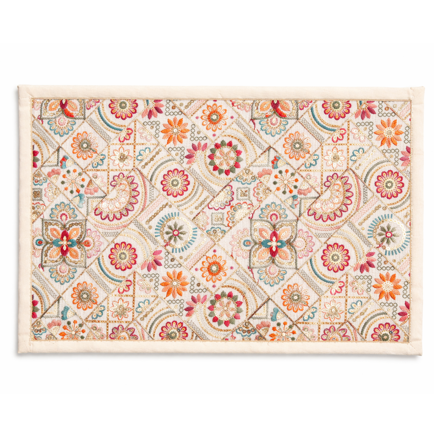 Jaipur Garden Collection Embroidered Placemat Set of 6