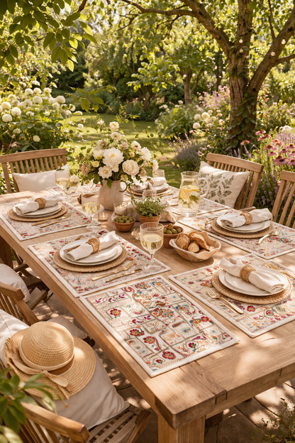 Jaipur Garden Collection Embroidered Placemat Set of 6