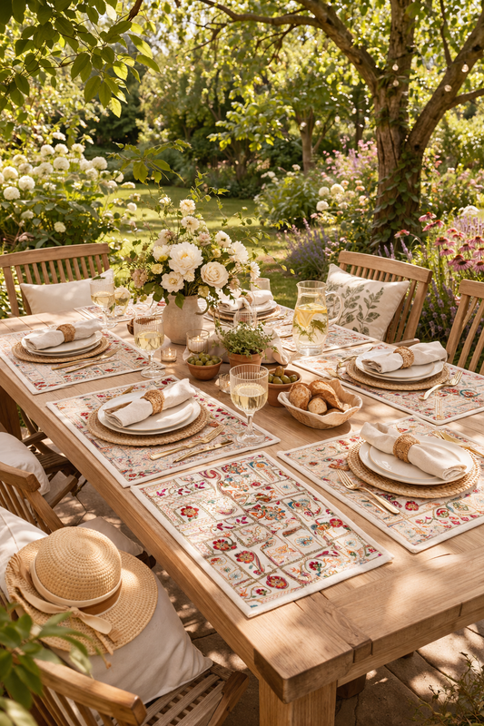 Jaipur Garden Collection Embroidered Placemat Set of 6